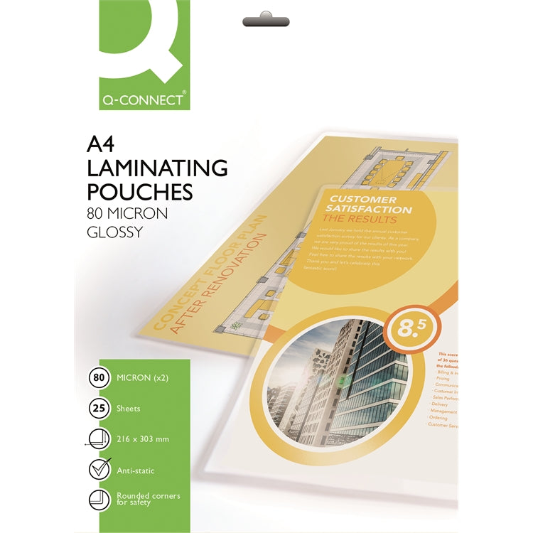 Laminointitasku - laminointikalvo Q-CONNECT A4 80mic /25kpl./100kpl.