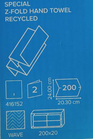 Papernet Z-taitettu käsipyyhepaperi, 2-kerroksinen – 20 x 200 arkkia / 4000 arkkia / ltk