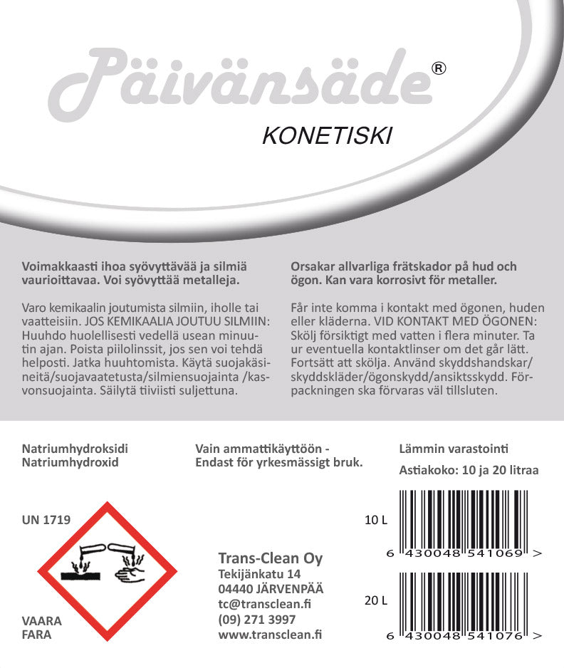 Päivänsäde Konetistiaine 20L | Tehokas Ammattikäyttöön