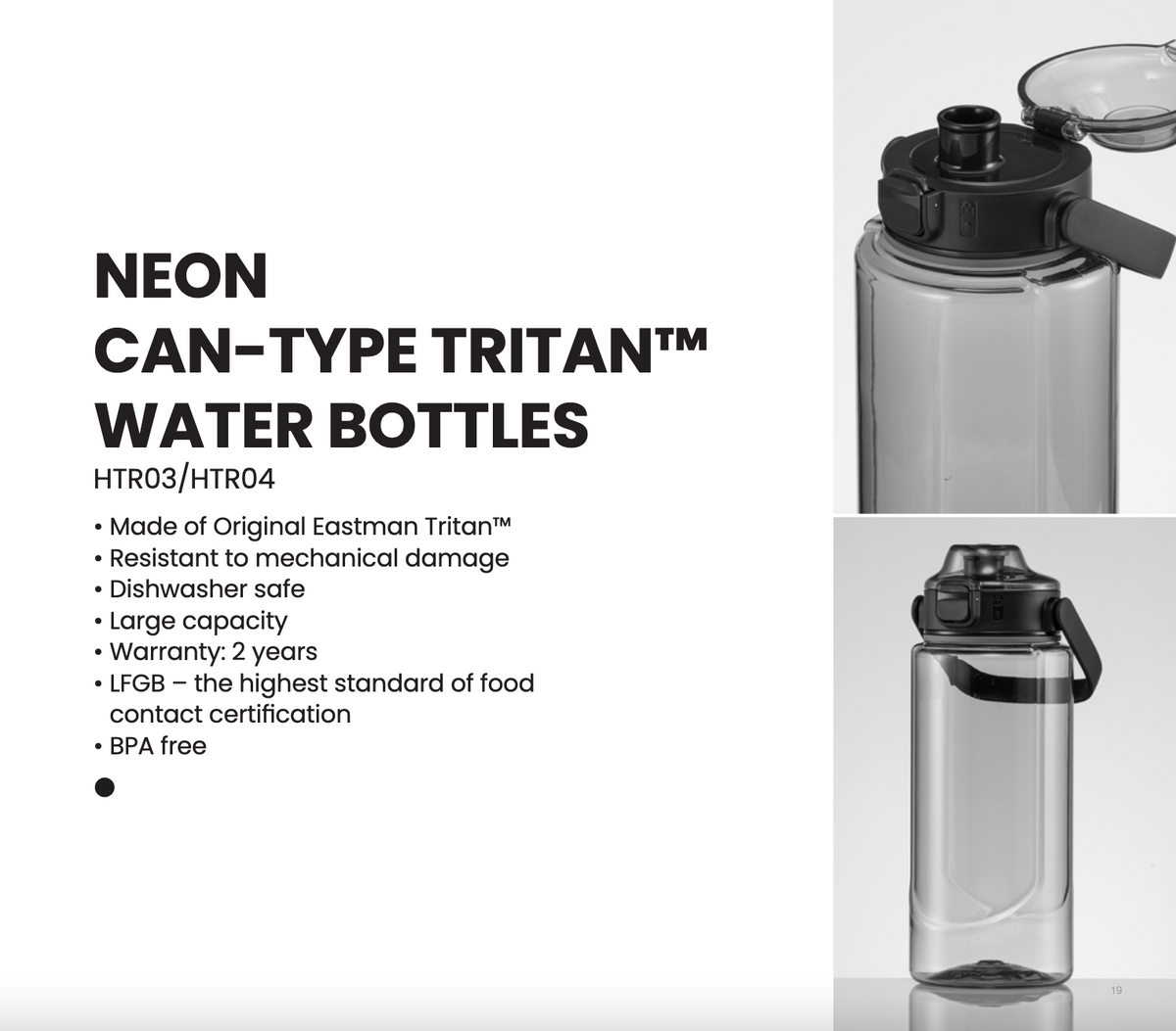 COLORISSIMO NEON CAN-TYPE TRITAN™ WATER BOTTLES, 1000 ML & 1500 ML. Esim. 20kpl.