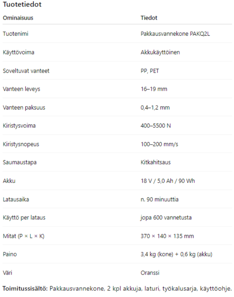 Pakkausvannekone PAKQ2L