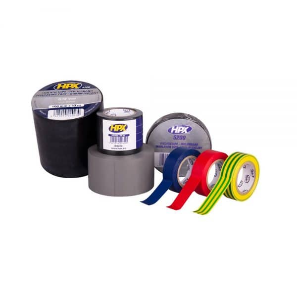 HPX ERISTYSTEIPPI 5200 PVC insulating tape musta 50mm ja 100mm leveä