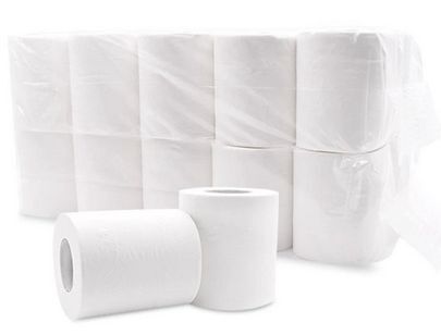 Wc-paperi, 3-kert, 150-ark, 64 rll säkissä. 39 säkkiä lavassa,