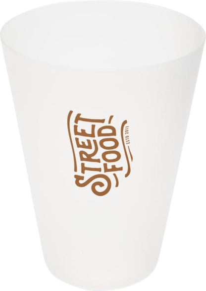 Glastonbury 300 ml:n kestokäyttöinen muovimuki - Frosted kirkas 1-väripainatuksella