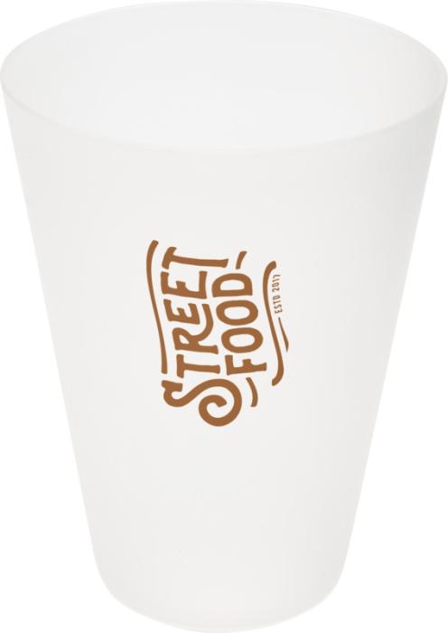 Glastonbury 300 ml:n kestokäyttöinen muovimuki - Frosted kirkas 1-väripainatuksella