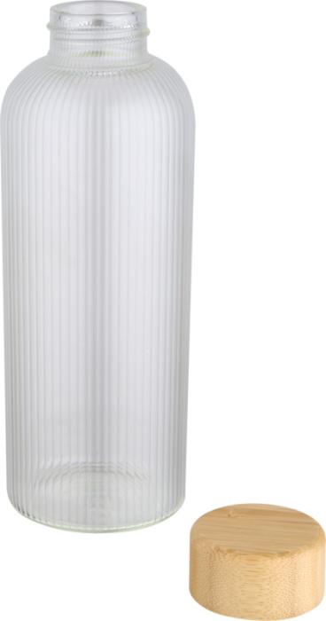 Mirage 650 ml:n yksiseinäinen borosilikaattilasipullo bambukannella, Läpinäkyvä. alk. 25kpl.