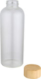 Mirage 650 ml:n yksiseinäinen borosilikaattilasipullo bambukannella, Läpinäkyvä. alk. 25kpl.