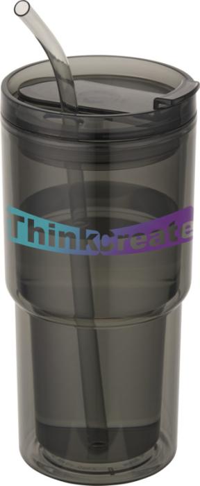 Archer 480 ml kaksiseinäinen Tritan-muki kannella ja pillillä. Alk. 10 kpl merkkauksella