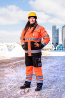 Huomiovärinen talvitakki oranssi/musta EN 20471 Lk.2 - 4122