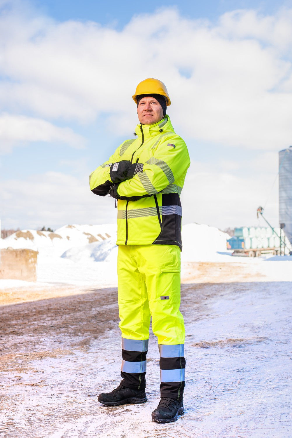 Priha Huomiovärinen vedenpitävä talvitakki kelta/musta EN 20471 Lk.2 - 4340