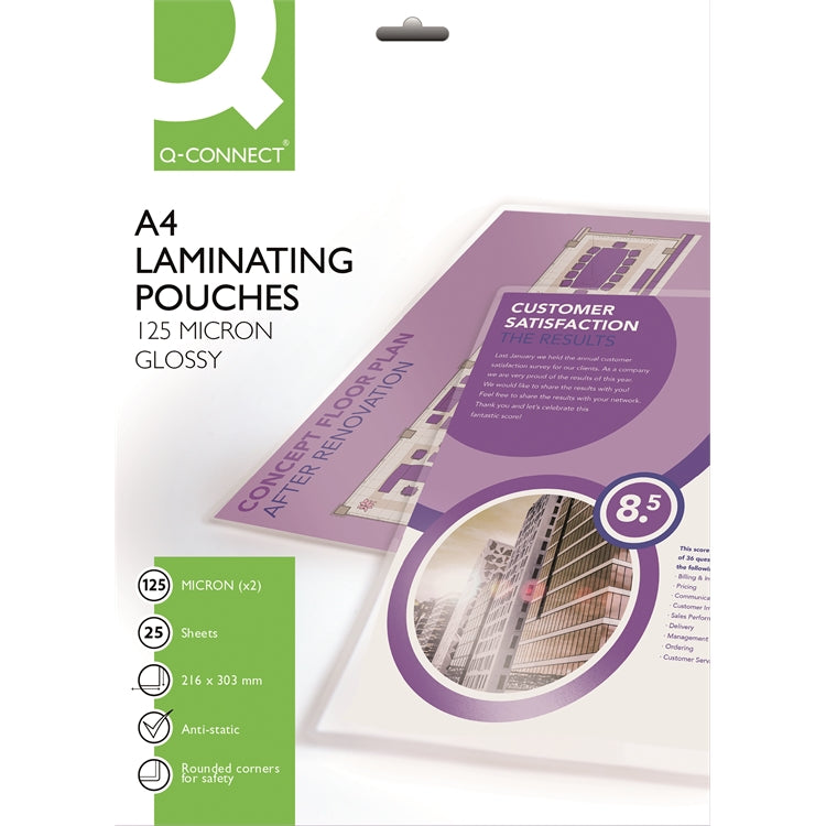 Laminointitasku - laminointikalvo Q-CONNECT A4 125mic /25kpl/100kpl.