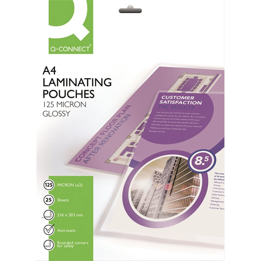 Laminointitasku - laminointikalvo Q-CONNECT A4 125mic /25kpl/100kpl.