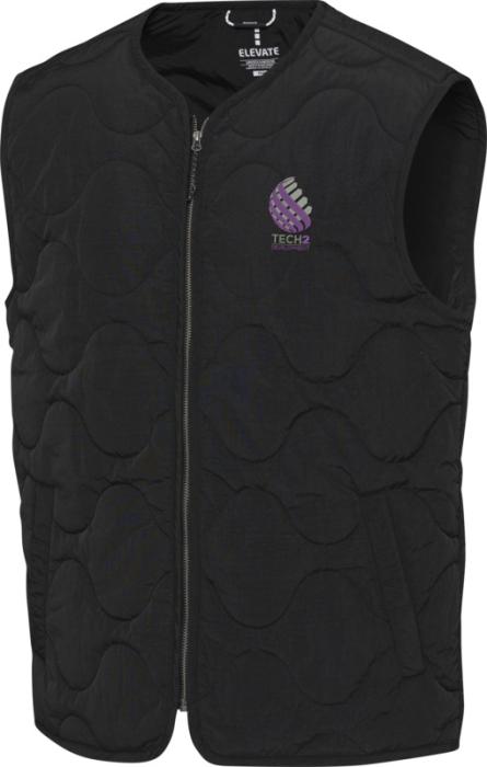 Elevate Quartz GRS-kierrätetty tikattu liivi, unisex - Musta esim. 5kpl. brodeerauksella