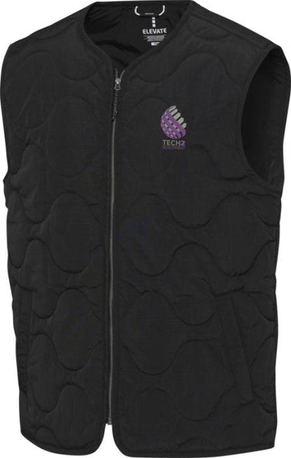 Elevate Quartz GRS-kierrätetty tikattu liivi, unisex - Musta esim. 5kpl. brodeerauksella