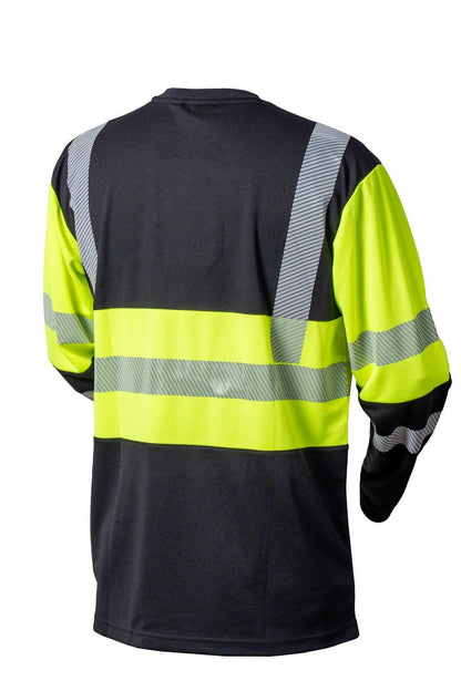 Priha 4382 Hi-Vis pitkähihainen huomiopaita, keltainen/musta, EN ISO 20471 luokka 1