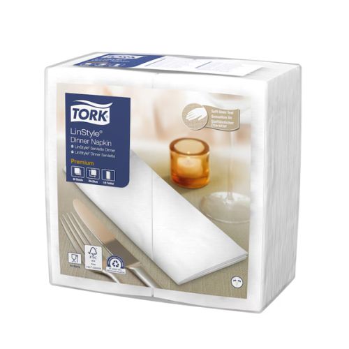 Tork Premium Linstyle® Dinner-lautasliina valkoinen 39x39cm 1/8 1-krs 50kpl