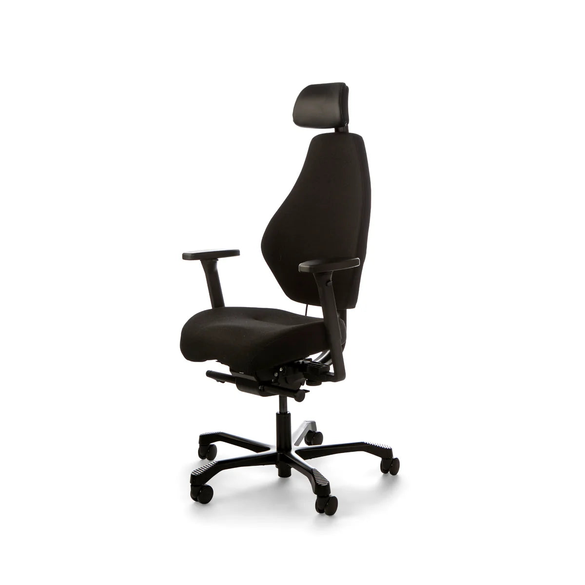 Josefin ergonominen työtuoli, musta kangasverhoilu
