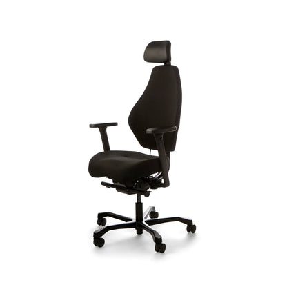 Josefin ergonominen työtuoli, musta kangasverhoilu