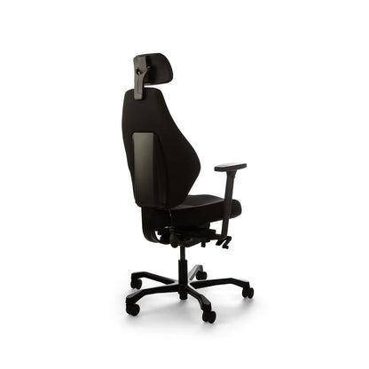 Josefin ergonominen työtuoli, musta kangasverhoilu