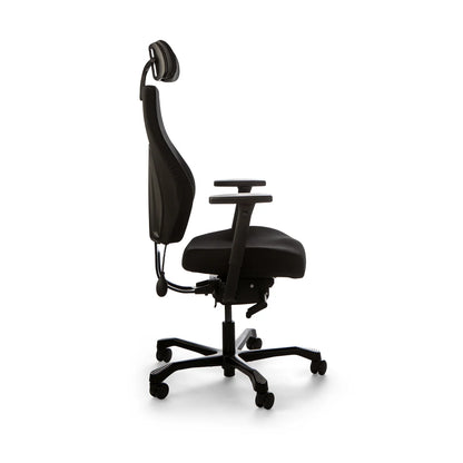 Josefin ergonominen työtuoli, musta kangasverhoilu