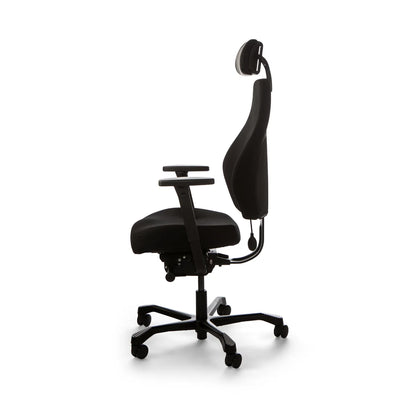 Josefin ergonominen työtuoli, musta kangasverhoilu