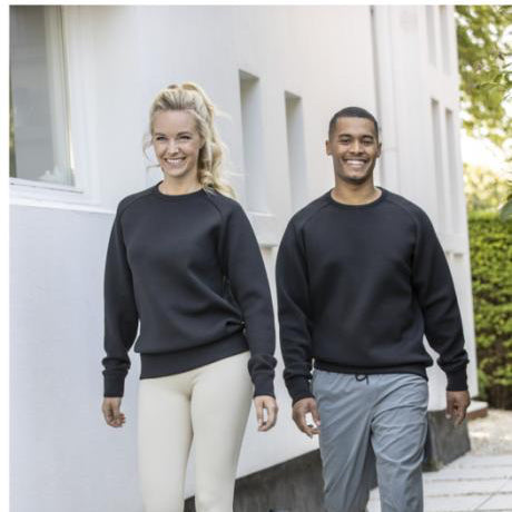 Elevate Yukon urheilullinen interlock-neulepusero pyöreällä pääntiellä, unisex - Musta painatuksella. 