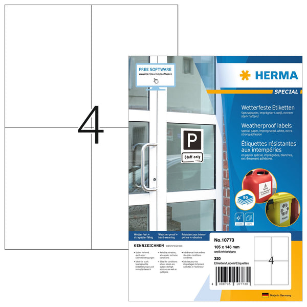 HERMA Sääkestävät Tarrat 105x148mm kokoa.