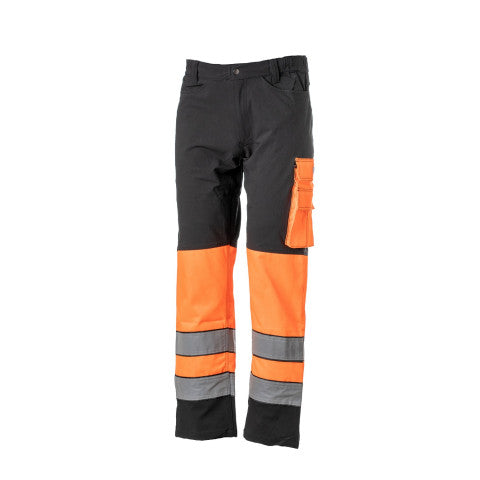 Huomioväriset STRETCH vyötäröhousut oranssi/musta EN 20471 Lk.1 - 4359
