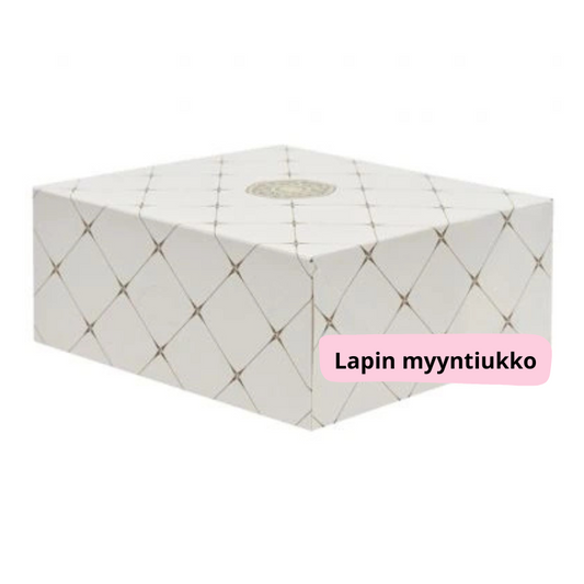 Kakkurasia, valkoinen kultaisella kuviolla 25 x 18 x 10 cm. Alk. 15kpl.