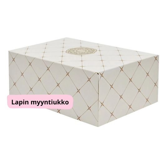 Kakkurasia, valkoinen kultaisella kuviolla 31 x 22 x 8 cm 15kpl.