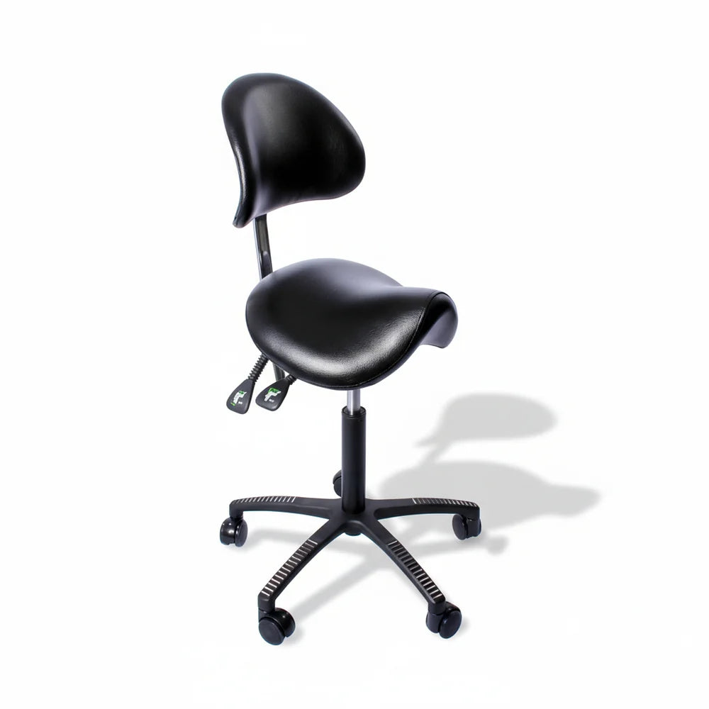 Lenni satulatuoli selkätuella, keinonahkainen ergonominen työtuoli.