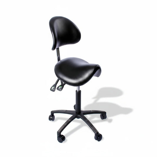 Lenni satulatuoli selkätuella, keinonahkainen ergonominen työtuoli.