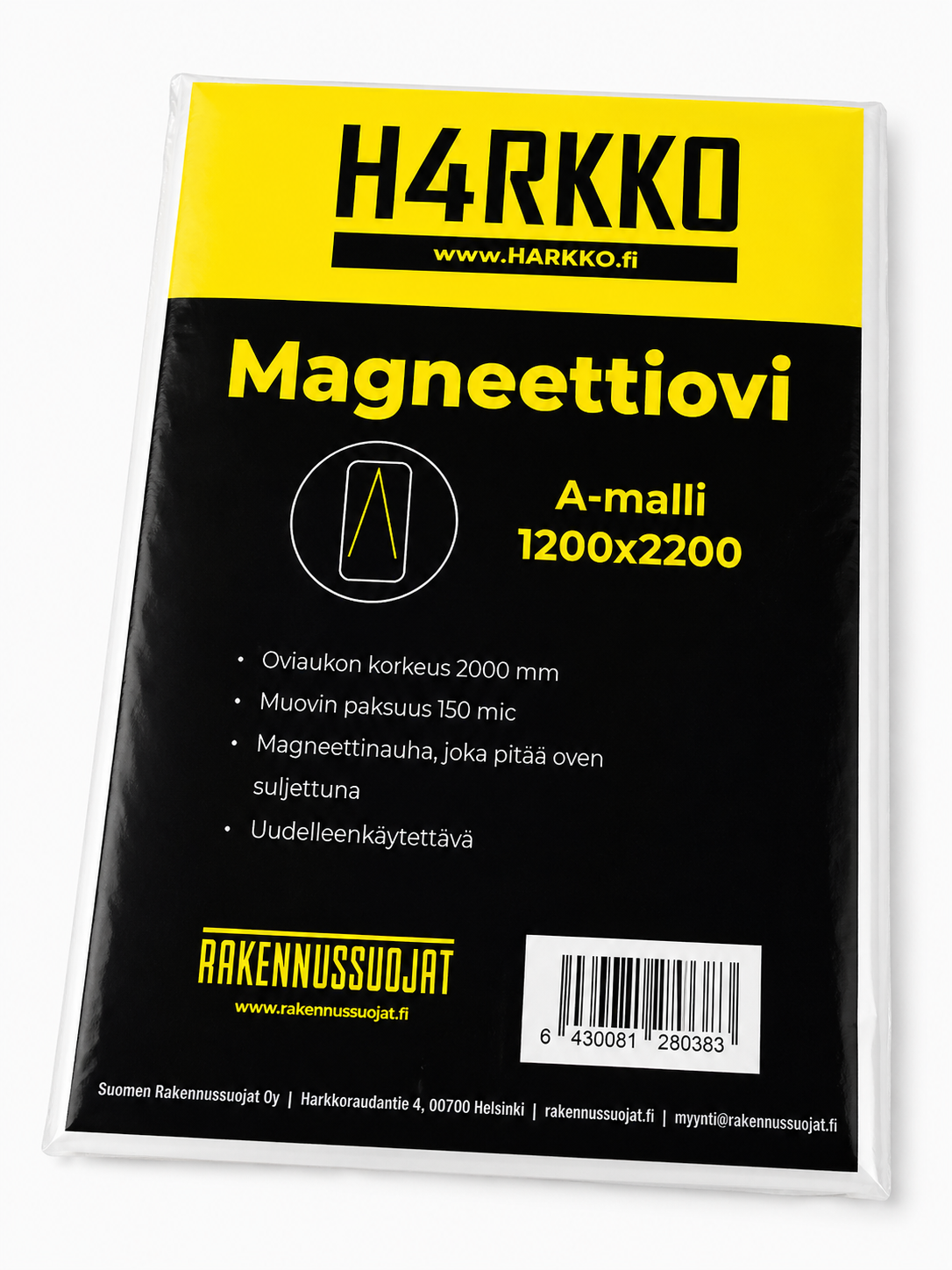 H4RKKO Magneettiovi A-malli 120 × 220 cm. Magneettinen pölyovi rakennus- ja remonttikohteisiin
