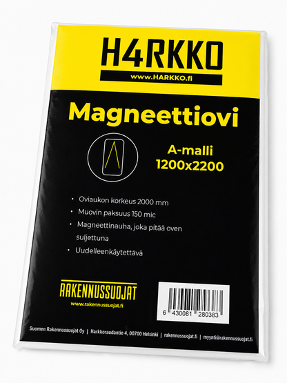H4RKKO Magneettiovi A-malli 120 × 220 cm. Magneettinen pölyovi rakennus- ja remonttikohteisiin