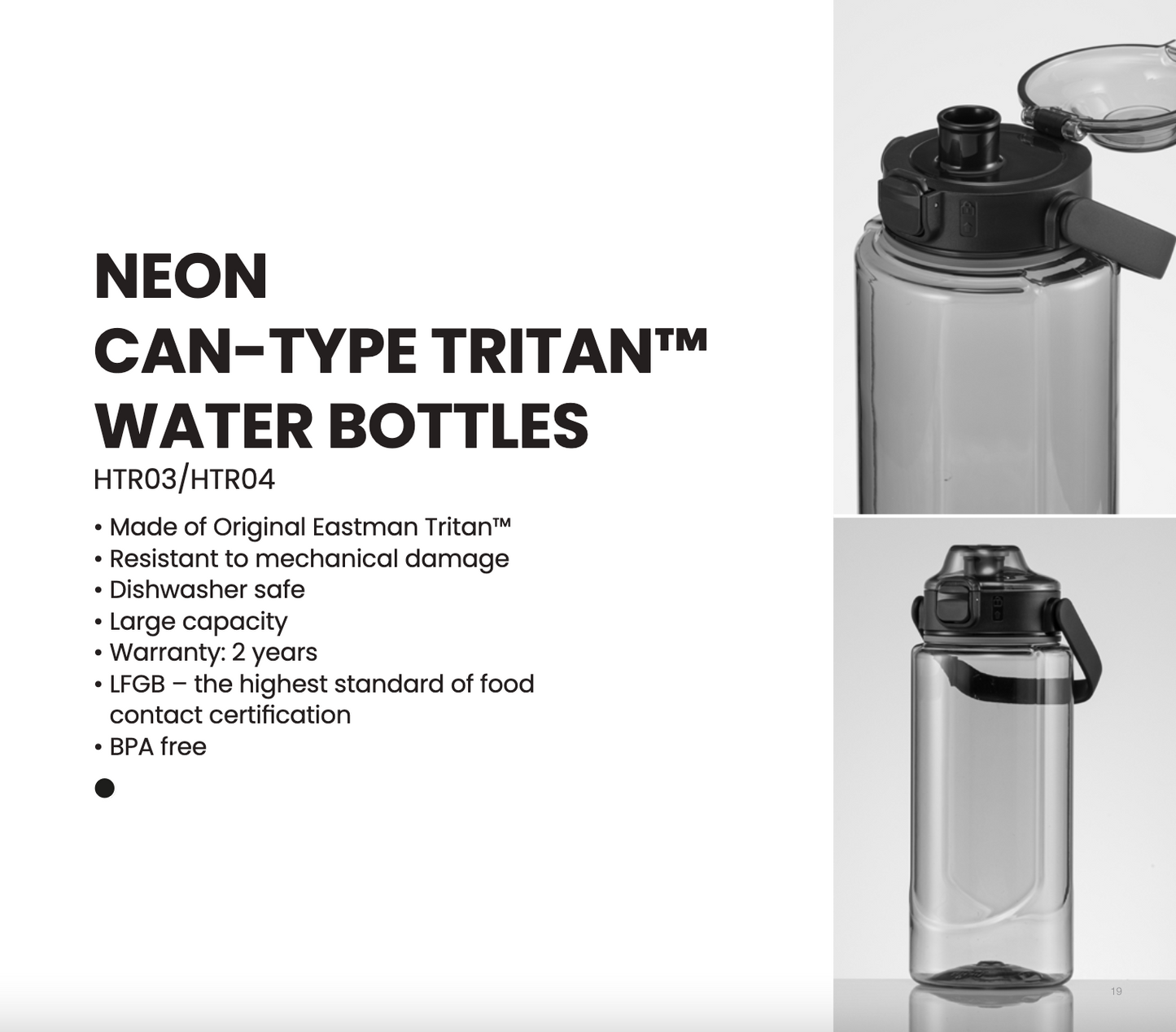 COLORISSIMO NEON CAN-TYPE TRITAN™ WATER BOTTLES, 1000 ML & 1500 ML. Esim. 20kpl.