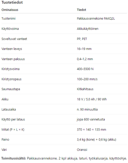 Pakkausvannekone PAKQ2L