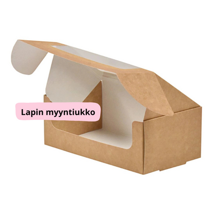 kartonkinen kakkurasia ikkunalla, 16 x 9 x 6 cm 25kpl.
