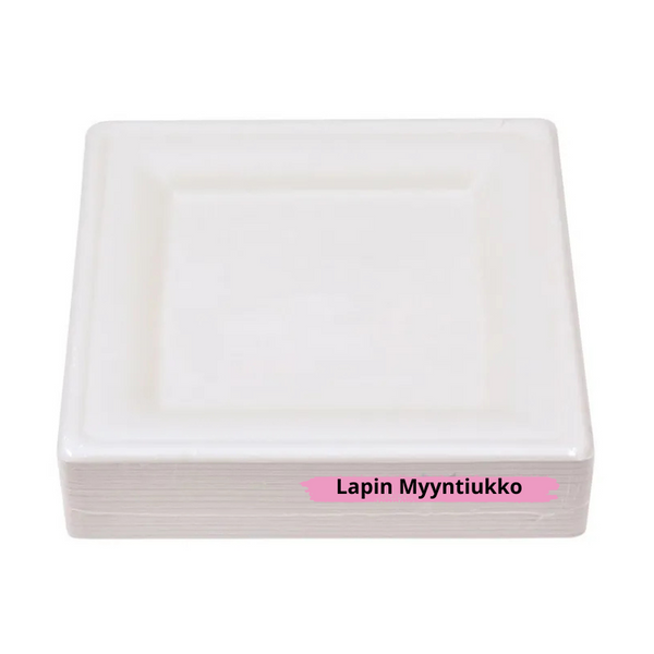 Nelikulmaiset biohajoavat lautaset 16x16cm - Ympäristöystävällinen kertakäyttöastia