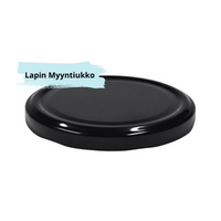 Kultainen tai musta kansi lasipurkille. Halk. 82mm.