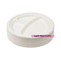 Biohajoava 3-lokerinen lautanen 23cm - 50kpl paketti sokeriruokokuidusta