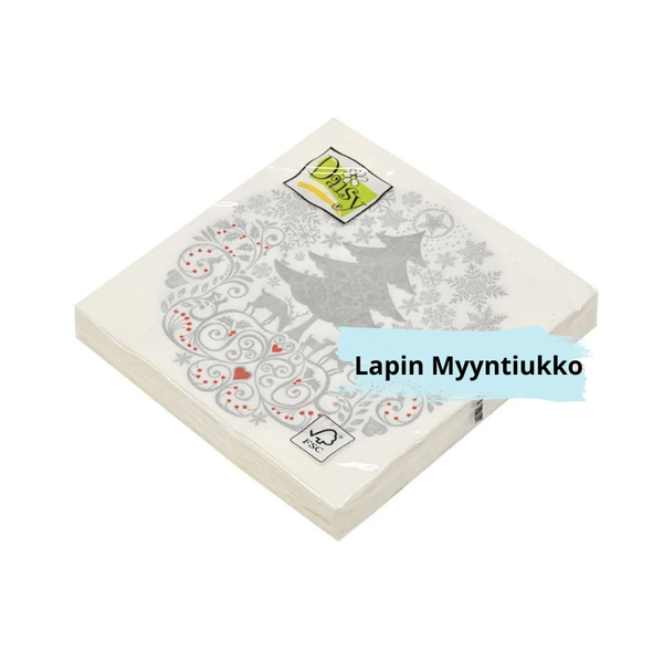 Lautasliina 33x33cm, taitettu 1/4, 3-kerros, 20kpl/pkt, 24kpl./laatikko. Erilaisia.