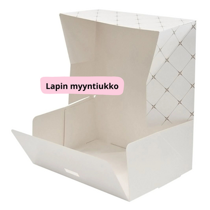 Kakkurasia, valkoinen kultaisella kuviolla 25 x 18 x 10 cm. Alk. 15kpl.
