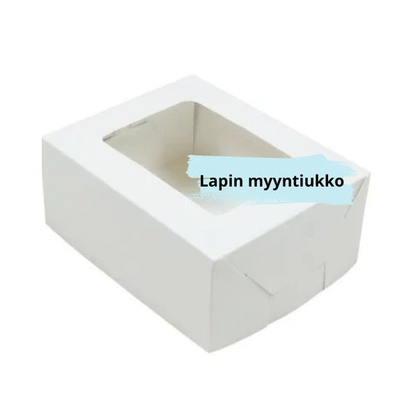 Ikkunallinen kansi valkoiselle leivosrasialle 21x14,5+6cm
