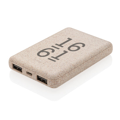 Taskuvaravirtalähde 5000 mAh vehnän oljista. Esim. 10kpl.