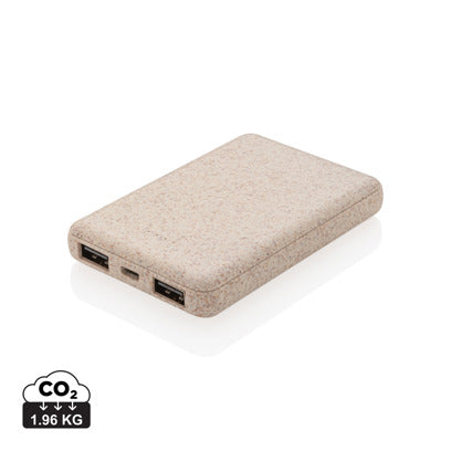 Taskuvaravirtalähde 5000 mAh vehnän oljista. Esim. 10kpl.
