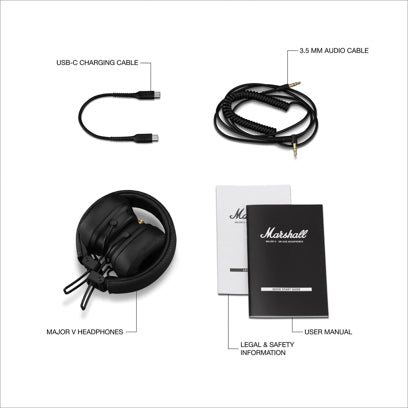 Marshall Major V langattomat Bluetooth-kuulokkeet alk. 10kpl. merkkauksella