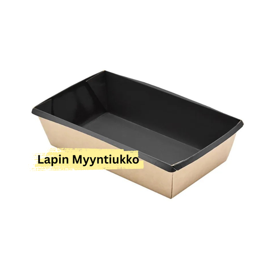 Kartonkinen salaattirasia 800 ml, ruskea/musta takeaway-pakkaus 50 kpl