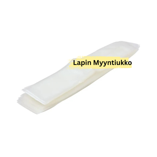 PA/PE-tyhjiöpussit ilmakanavalla 12x50 cm. 90 mic vahvuus, 100 kpl/pkt. Elintarvikkeiden säilytykseen, pakastukseen ja pakkaamiseen.