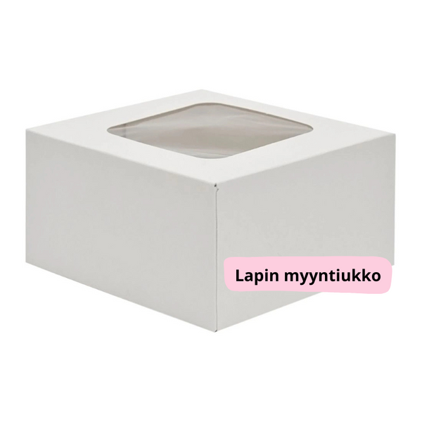 Valkoinen kartonkinen kakkurasia 13 x 13 x 7 cm