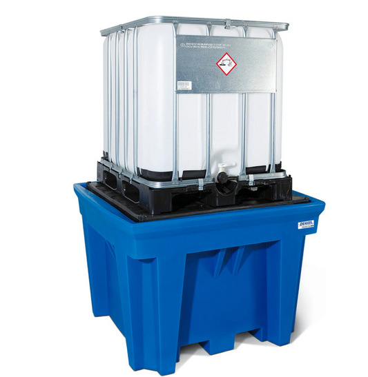 Valuma-allas classic-line polyeteeniä (PE) yhdelle IBC:lle, PE-laskutaso. Kestää mm. lipeää.